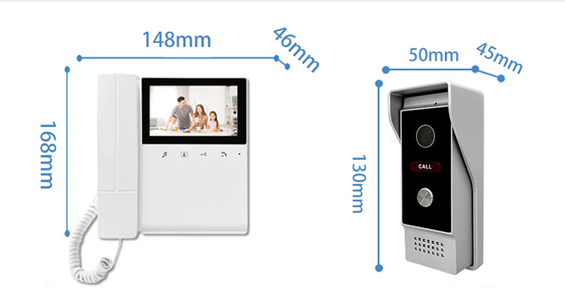 Peephole Camera Viewer - จอภาพ TFT ขนาด 4.3 นิ้ว โทรศัพท์วิดีโออินเตอร์คอมแบบมีสาย