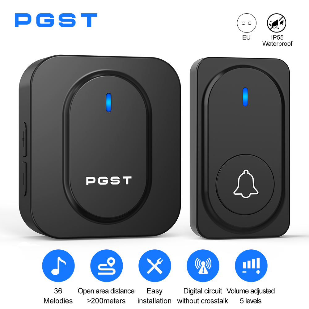 Home Security Bell - PGST กริ่งประตูไร้สาย 36 เสียงเรียกเข้า ไฟ LED