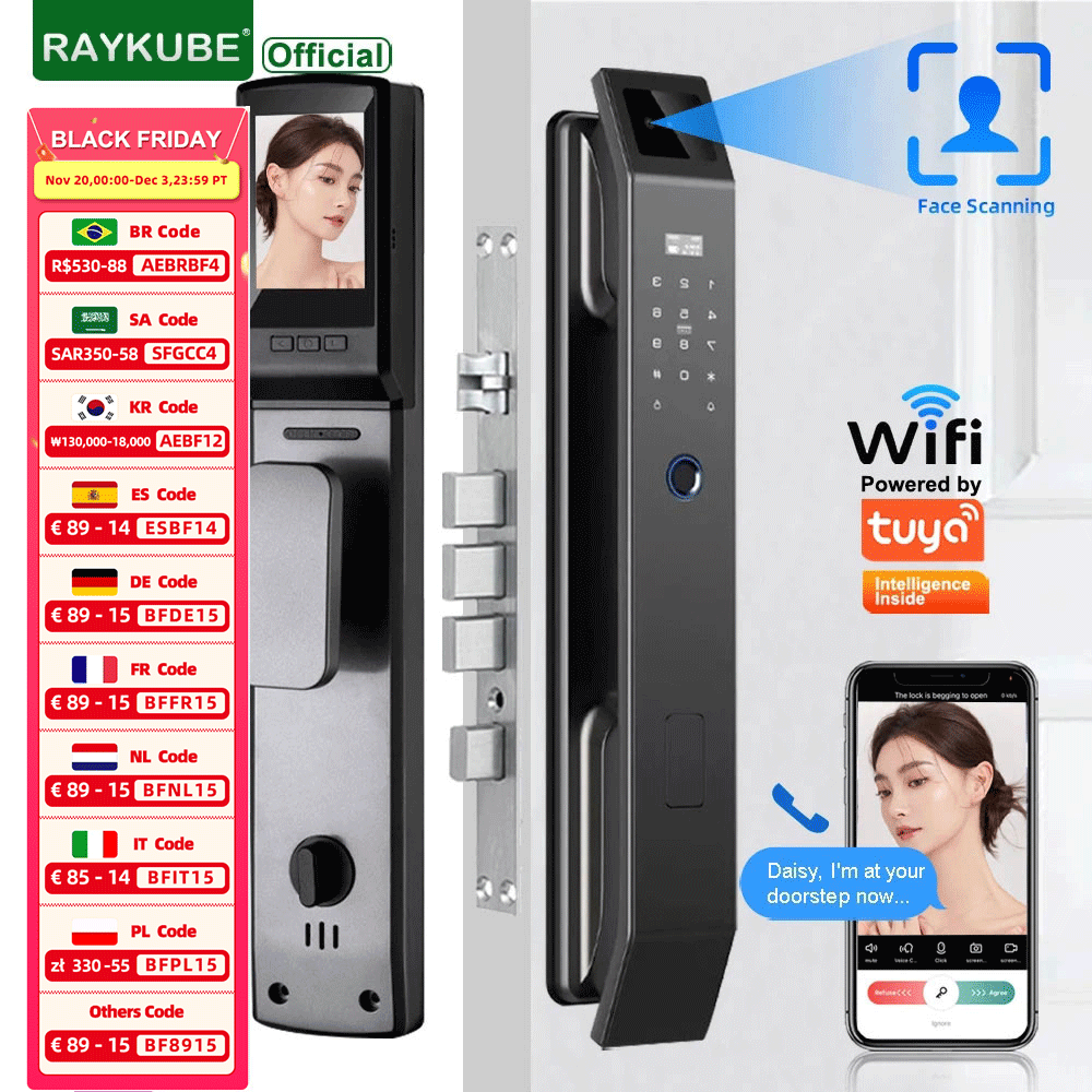Peephole Camera Viewer - RAYKUBE DF14 Tuya WiFi ระบบล็อคดิจิตอลแบบสแกนใบหน้า 3