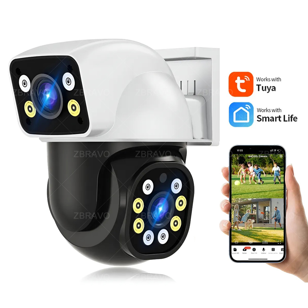 Home Security Monitoring System - สมาร์ทไลฟ์ 8MP WiFi Tuya กล้องกลางแจ้งมินิไอพีหน้าจอคู่ 4MP