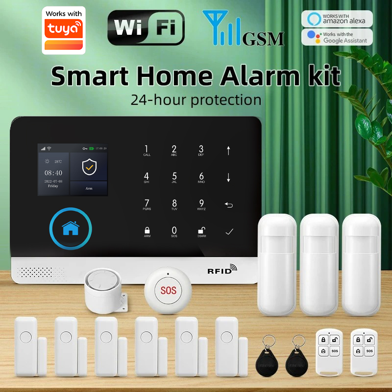 Home Security No Wifi - PGST WIFI GSM ระบบเตือนภัยการรักษาความปลอดภัยบ้านอัจฉริยะทำงานร่วมกับแอพสมาร์ทไลฟ์สัญญาณกันขโมยบ้านสำนักงานอเล็กซ่ารีโมทคอนโทรล