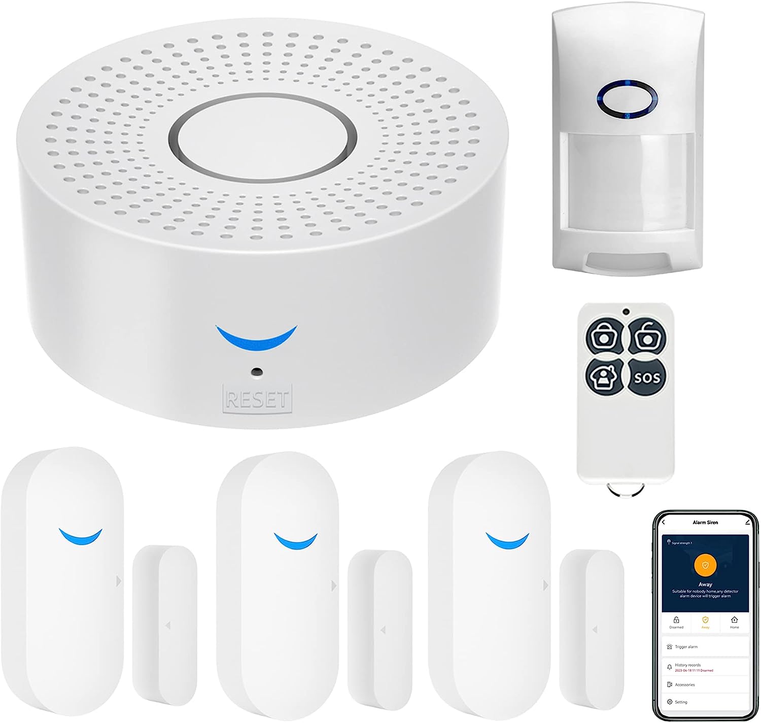 Home Security No Wifi - Tuya ระบบเตือนภัยสมาร์ทโฮมไร้สาย433MHz, ไซเรนสัญญาณเตือนภัยป้องกันขโมยขโมยแอปควบคุมชีวิตอัจฉริยะชุดสัญญาณเตือนภัยในบ้านแบบไร้สาย