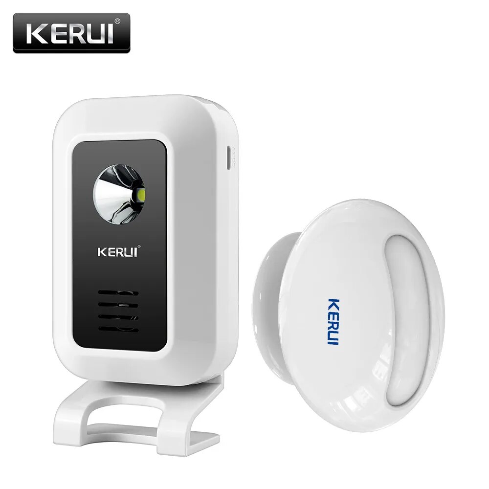 Window Alarm Sensor - Kerui เซ็นเซอร์ตรวจจับความเคลื่อนไหวต้อนรับ M7, สัญญาณเตือน32เพลงกริ่งประตูบ้านไร้สายไฟ LED กลางคืนประตูหน้าต่างร้านค้า