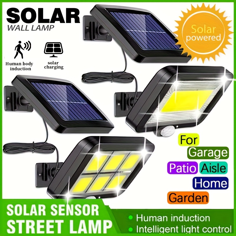 Home Security Lights Outdoors - ไฟติดผนังโซลาร์เซลล์ LED แบบแยกส่วน สำหรับภายนอกอาคาร กันน้ำ พร้อมเซ็นเซอร์ตรวจจับความเคลื่อนไหว