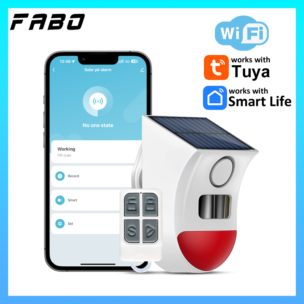 Home Security Yard Sensors - เซ็นเซอร์ตรวจจับความเคลื่อนไหวพลังงานแสงอาทิตย์ Tuya WiFi 2in1 120dB พร้อมแอป
