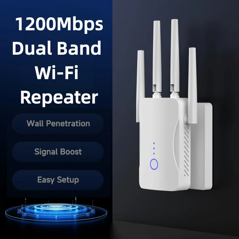 Home Security No Wifi - เครื่องขยายสัญญาณไวไฟแบบดูอัลแบนด์ 2.4G/5GHz ความเร็ว 1200Mbps รองรับมาตรฐาน 802.11N