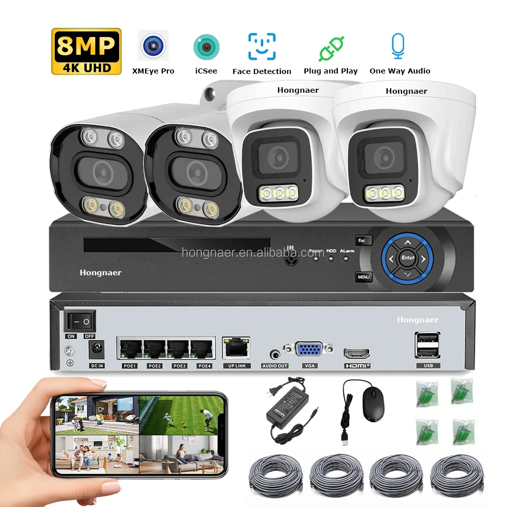 Home Security Nvr - กล้องวงจรปิดไร้สาย 2026 Hongnae 8MP ระบบเสียงทางเดียว 4CH