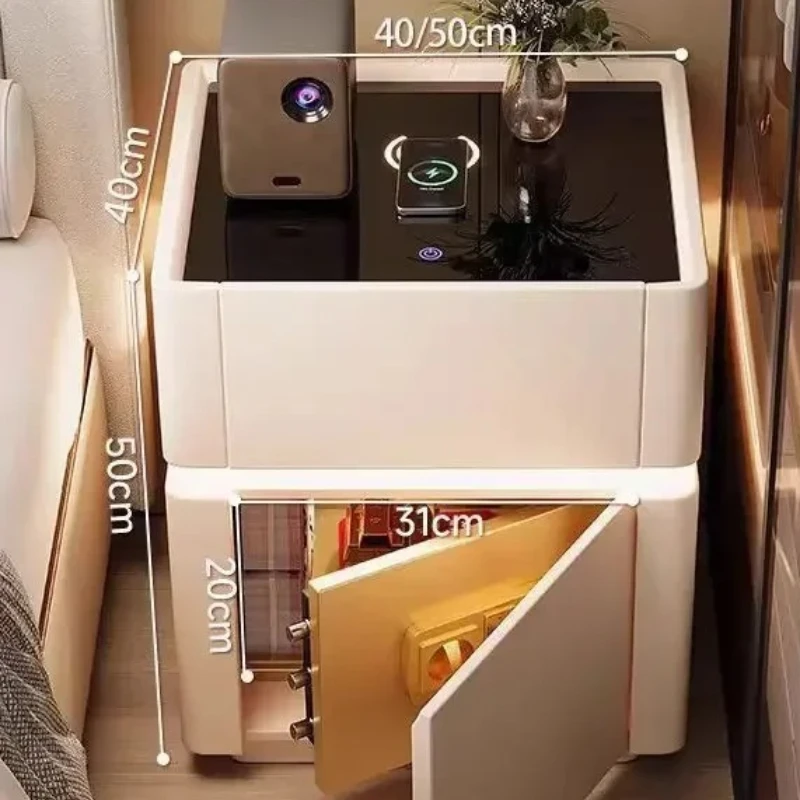 Home Security Of America - โต๊ะข้างเตียง ระบบความปลอดภัย ชาร์จไร้สายอเนกประสงค์ ล็อครหัสผ่าน โต๊ะข้างเตียง ตู้เซฟ