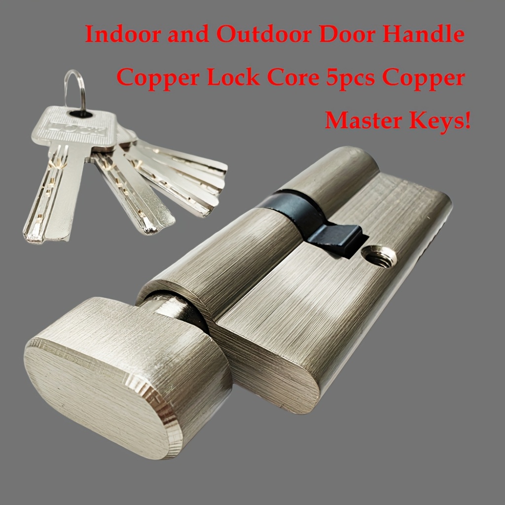 Home Security Gate - 1 ชิ้น ลูกบิดกุญแจทองแดงมาตรฐานยุโรป ป้องกันการโจรกรรม พร้อมกุญแจทองแดงอเนกประสงค์ 5