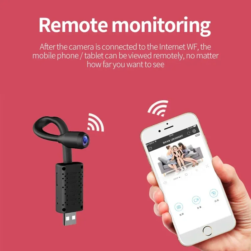 Home Security Monitoring System - กล้องวงจรปิด 4K USB WiFi ขนาดเล็ก เลนส์แบบยืดหยุ่น