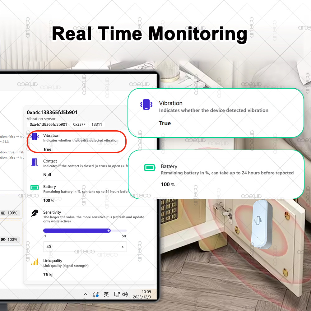 เซ็นเซอร์สั่นสะเทือนอัจฉริยะ Z - Home Security Home Assistant บทวิจารณ์และราคา