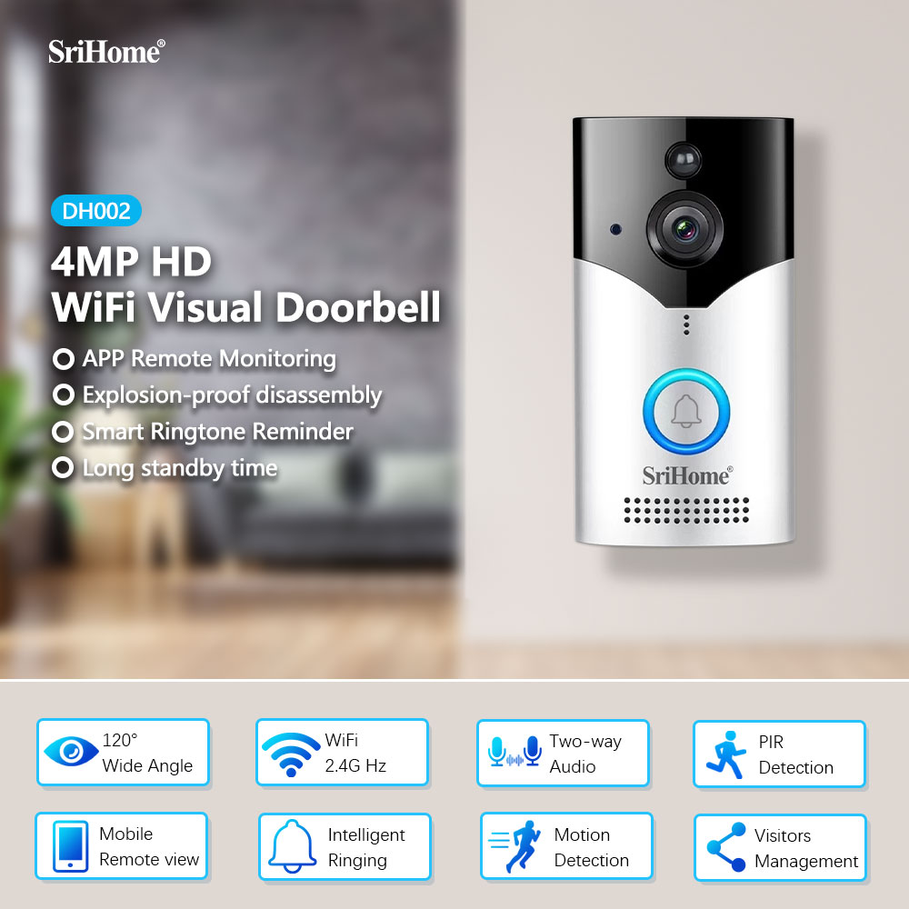 Srihome DH002 4MP 1440P กล้องว - Peephole Camera Viewer บทวิจารณ์และราคา