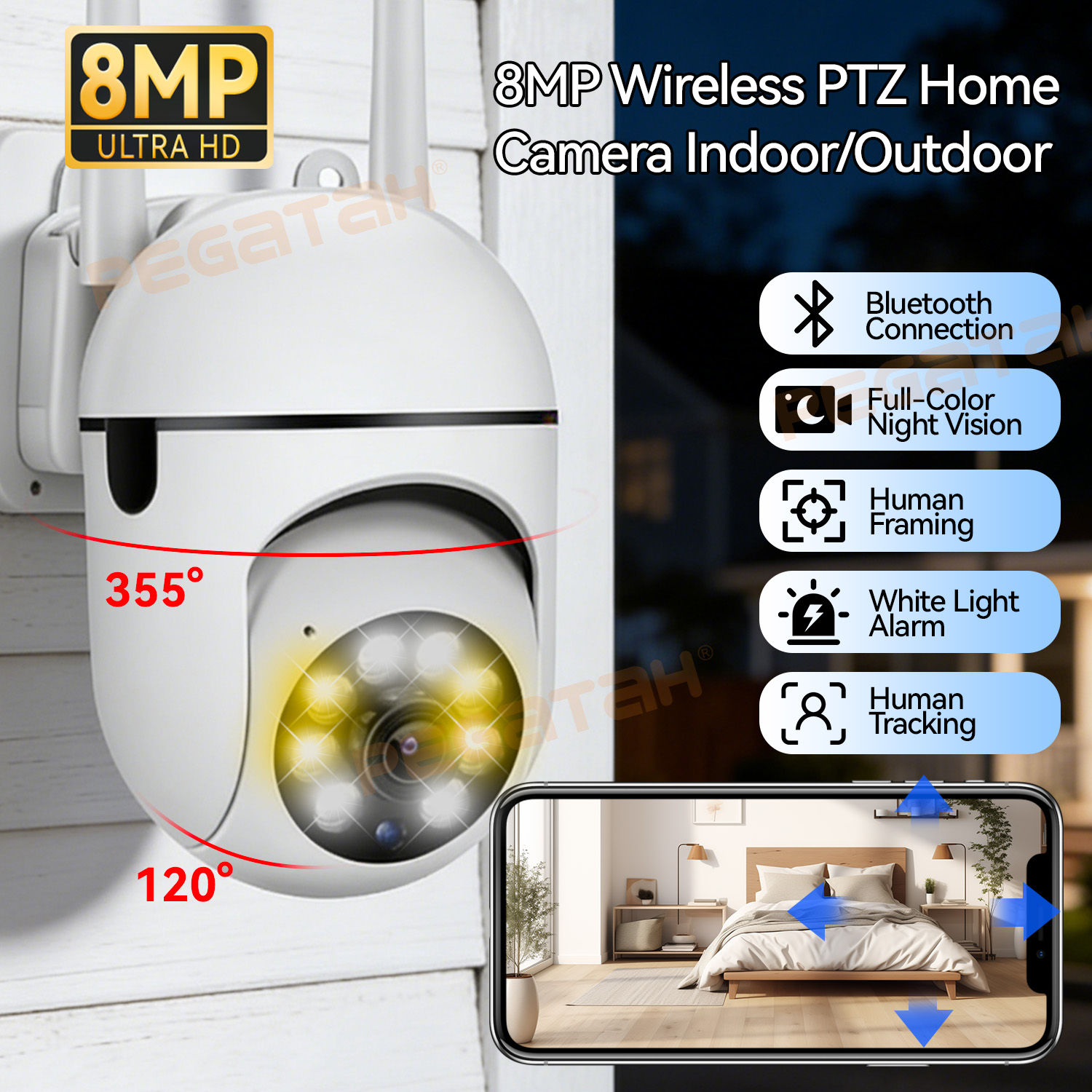 กล้องวงจรปิด IP 8MP 2.4G Wifi  - Home Security Lights Outdoors บทวิจารณ์และราคา