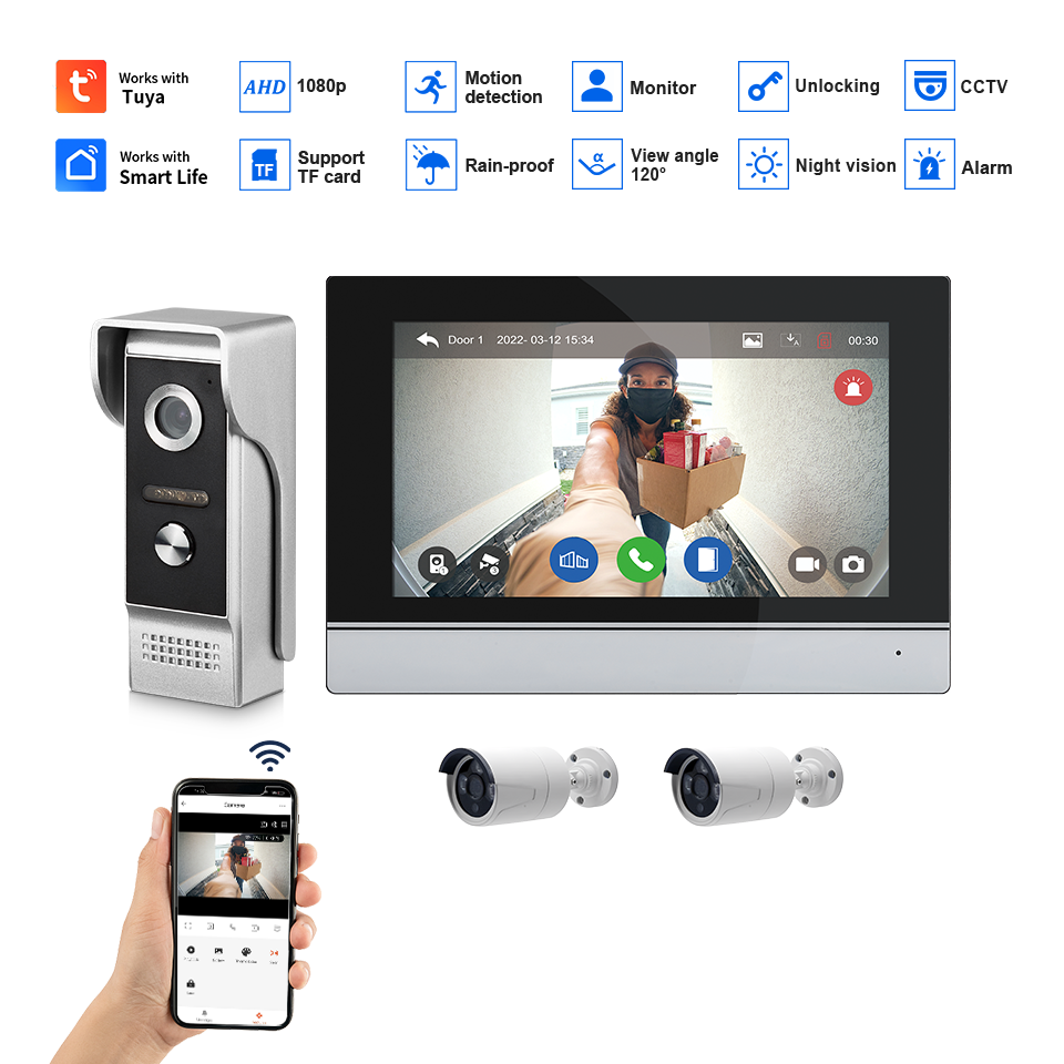หน้าจอ IPS 7 นิ้ว กล้อง 2MP  ค - Home Security No Wifi บทวิจารณ์และราคา