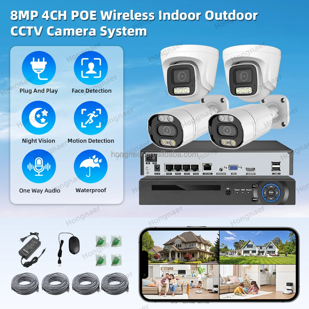 กล้องวงจรปิดไร้สาย 2026 Hongna - Home Security Nvr บทวิจารณ์และราคา